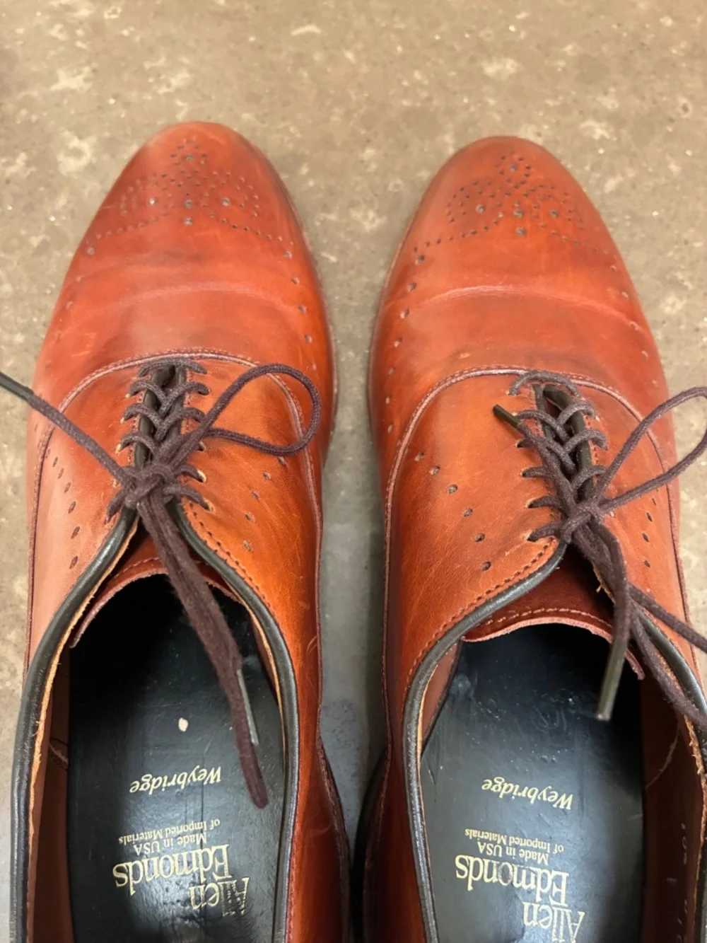 Allen Edmonds USA Weybridge Brown Classic Elegant Dress Oxford Shoes 10.5 D